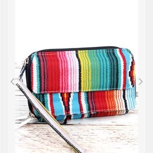 Colorful Striped Wristlet Clutch
